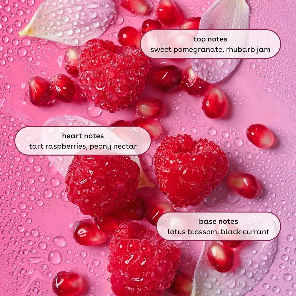 eos Spray corporal vegano y fragante con granada y frambuesa para mujer, con ácido hialurónico y libre de crueldad