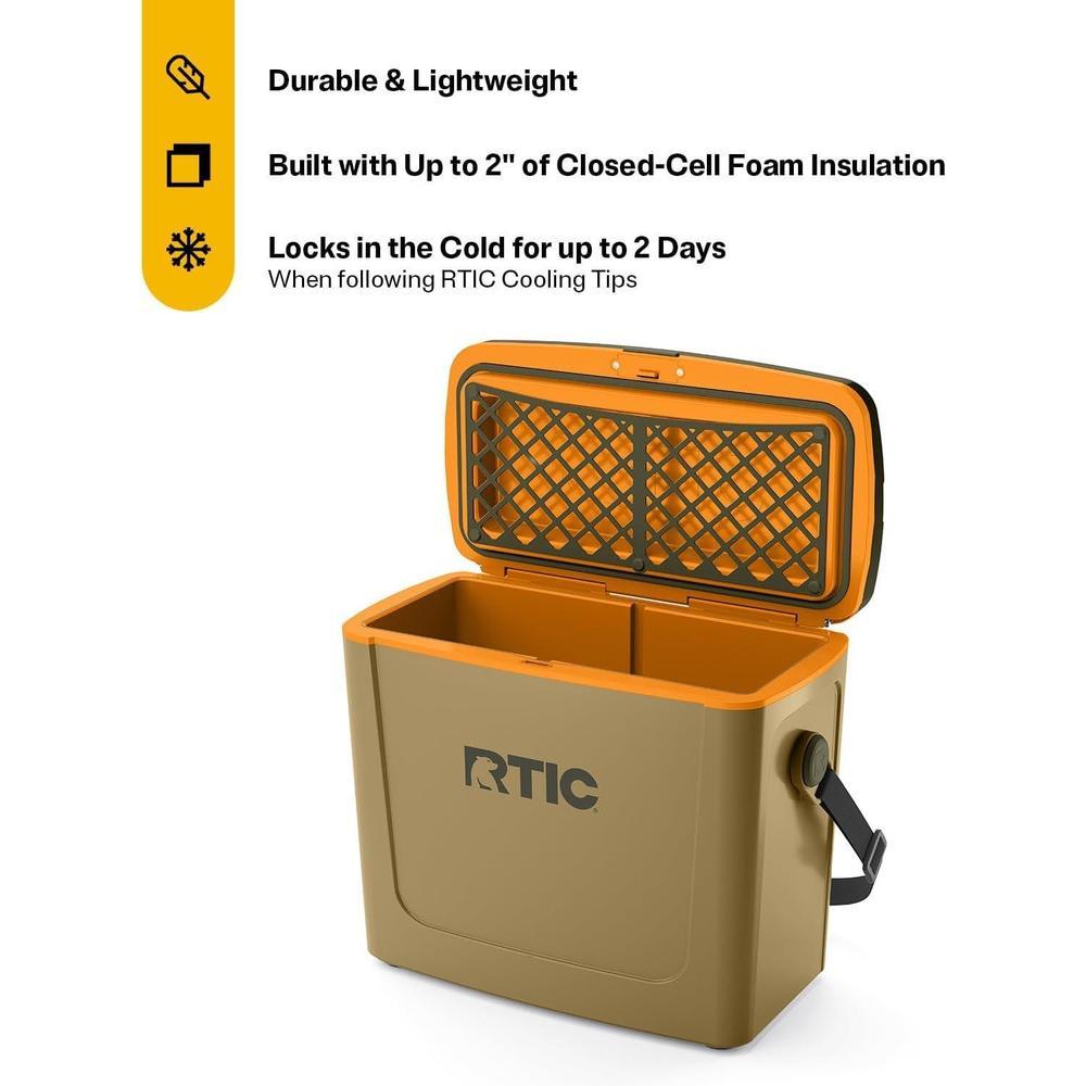 Enfriador portátil RTIC de 16 qt para exteriores, con correa y asa, ideal para playa, picnic, camping y viajes