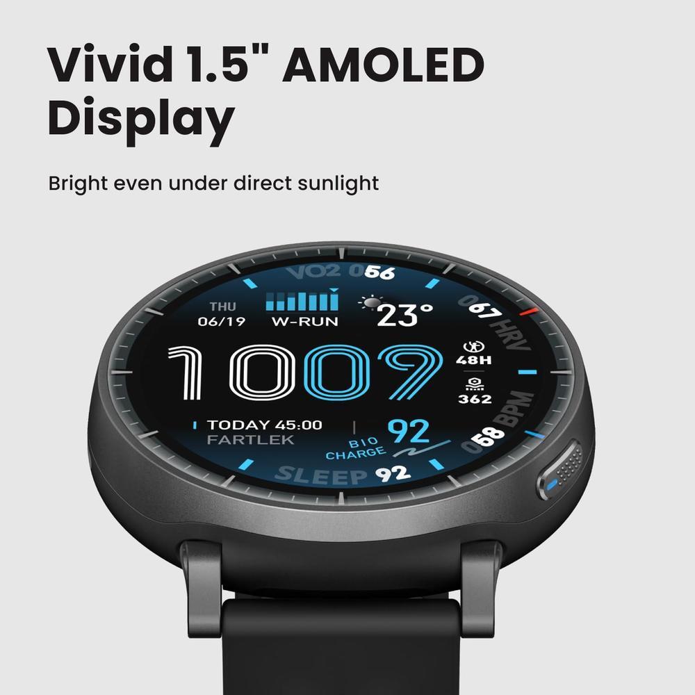 Amazfit Active Max Smartwatch con pantalla AMOLED, batería de larga duración, mapas offline, GPS, almacenamiento 4GB, 170+ modos deportivos, resistencia al agua