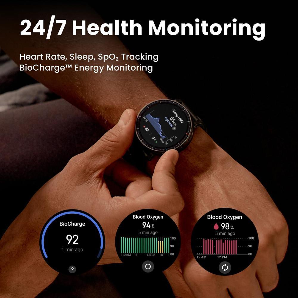 Amazfit Active Max Smartwatch con pantalla AMOLED, batería de larga duración, mapas offline, GPS, almacenamiento 4GB, 170+ modos deportivos, resistencia al agua
