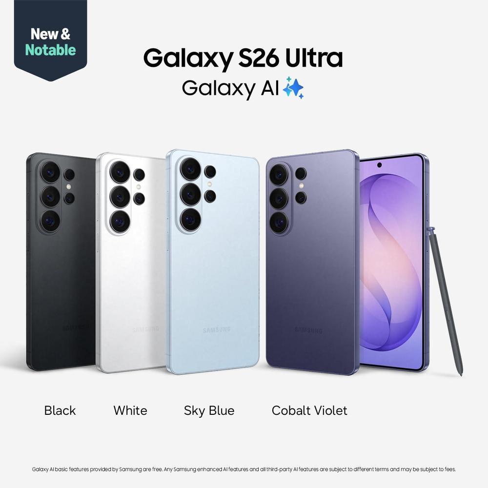 Samsung Galaxy S26 Ultra, Smartphone Android desbloqueado con 256GB, pantalla de privacidad, cámara AI y carga súper rápida