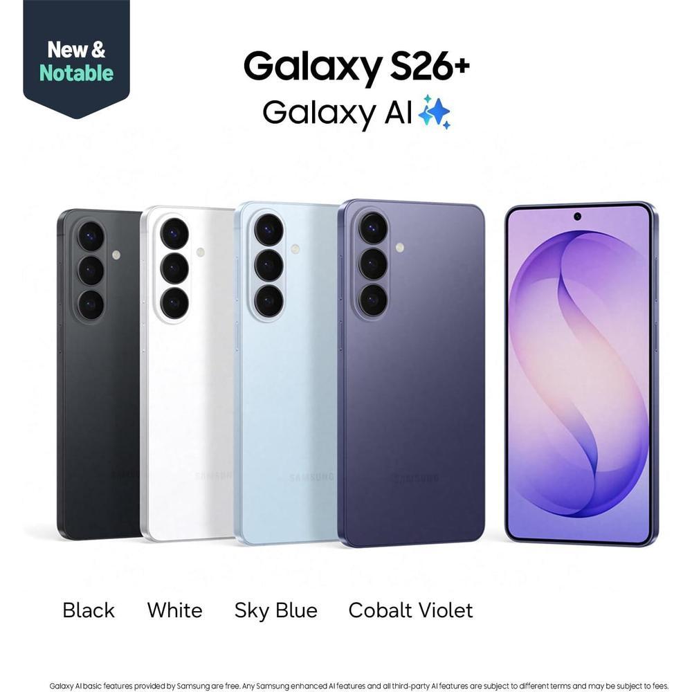 Samsung Galaxy S26+ Unlocked Android Smartphone con 256GB, potente procesador, AI, pantalla inmersiva y batería duradera