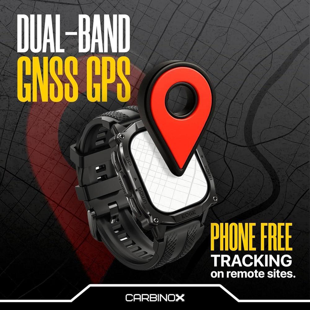 CARBINOX Edge Smart Watch Rugged con AMOLED, acero inoxidable, resistencia IP69K/5ATM, rastreadores de fitness, GNSS