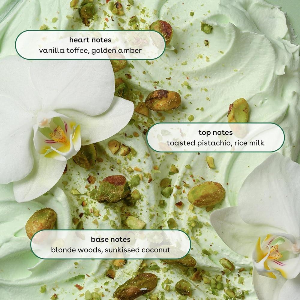 Set eos Essentials con gel, loción y niebla corporal de crème de pistachio para piel hidratada y suave, aroma delicioso