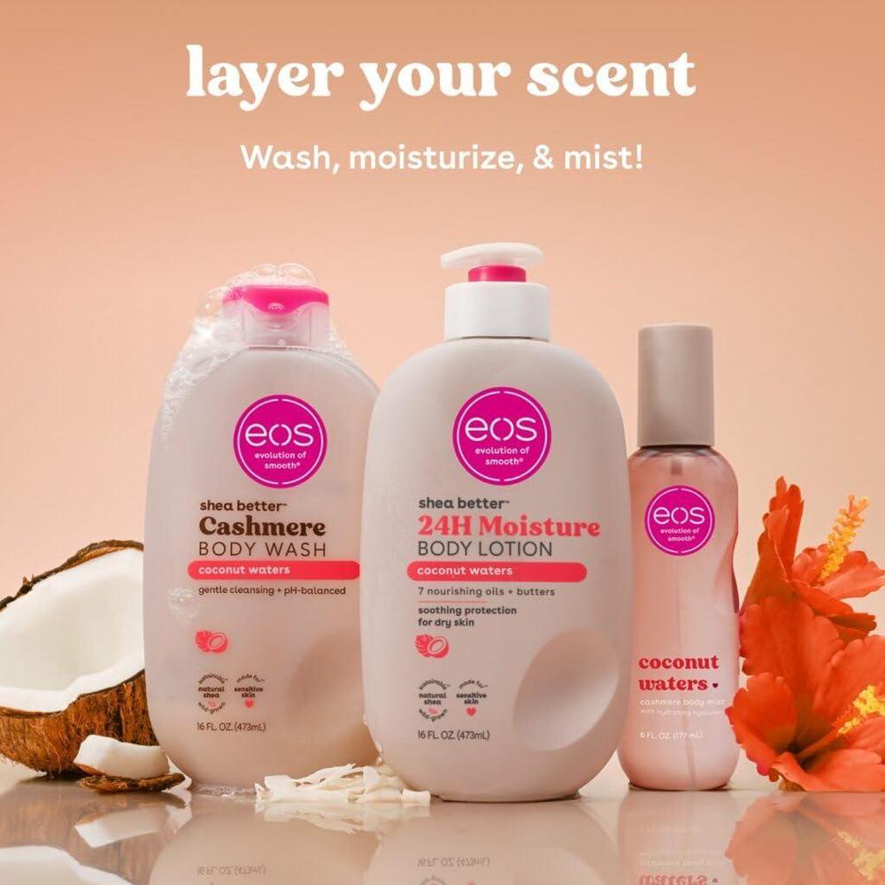 Conjunto de Cuidado Corporal eos: Gel de Ducha, Niebla Corporal y Loción con Aroma a Aguas de Coco