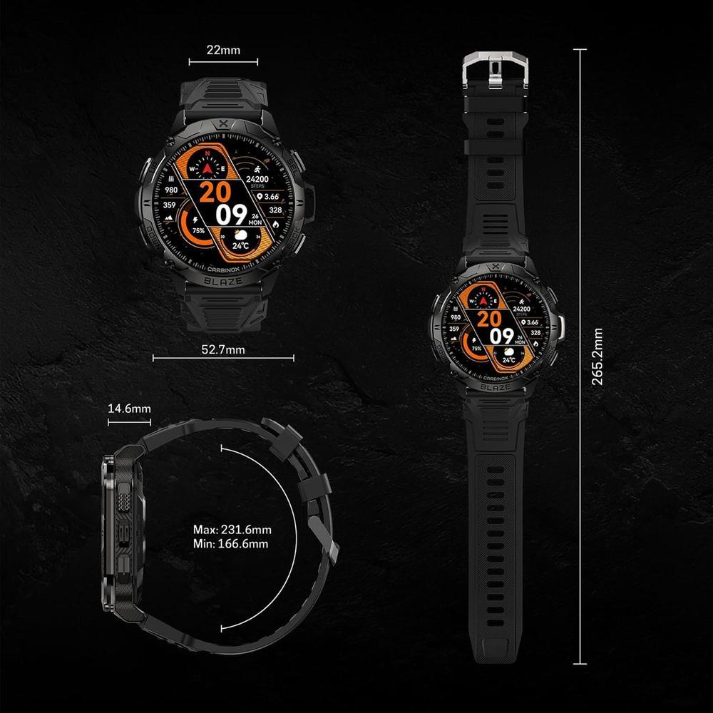 Smartwatch Carbinox Blaze Con Gps Resistente Ip69k Y Gorilla Glass 170+ Deportes Llamadas Bluetooth Compatible Android/Ios