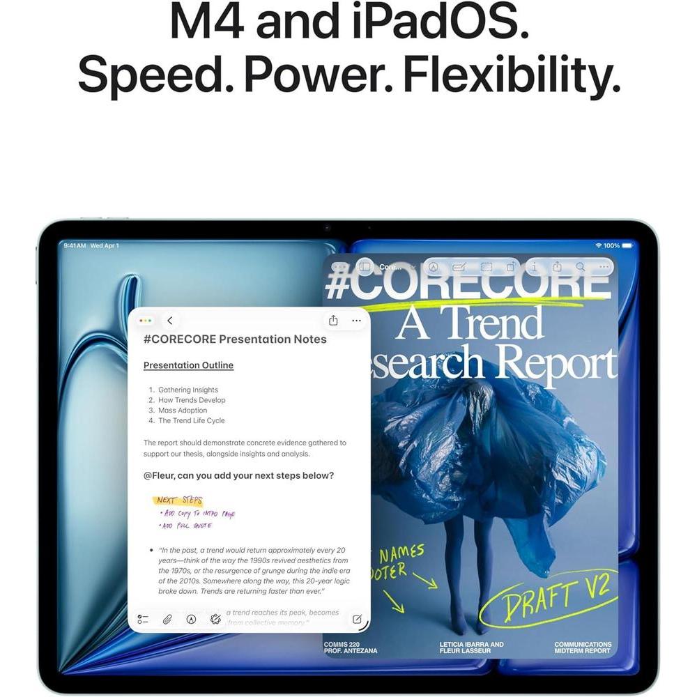 Apple iPad Air pantalla Retina líquida, 256GB, cámaras 12MP, Wi-Fi 7, Touch ID, batería de día completo, azul