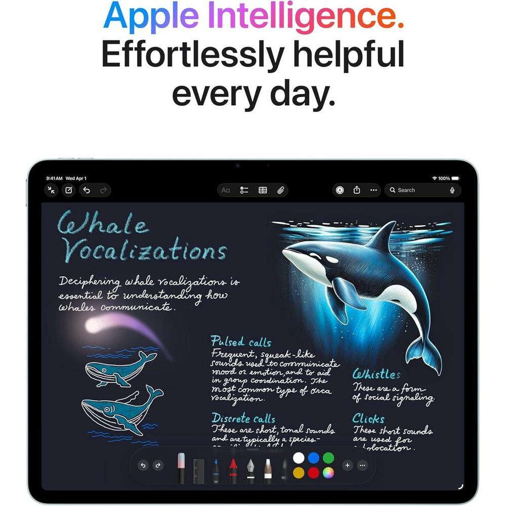 Apple iPad Air pantalla Retina líquida, 256GB, cámaras 12MP, Wi-Fi 7, Touch ID, batería de día completo, azul