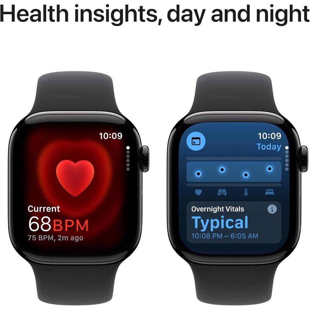 Apple Reloj Serie 10 [GPS + Celular 4.20 cm] Con Caja De Aluminio Negro Azabache Con Correa Deportiva Negra - S/M. Rastreador De Fitness, ECG