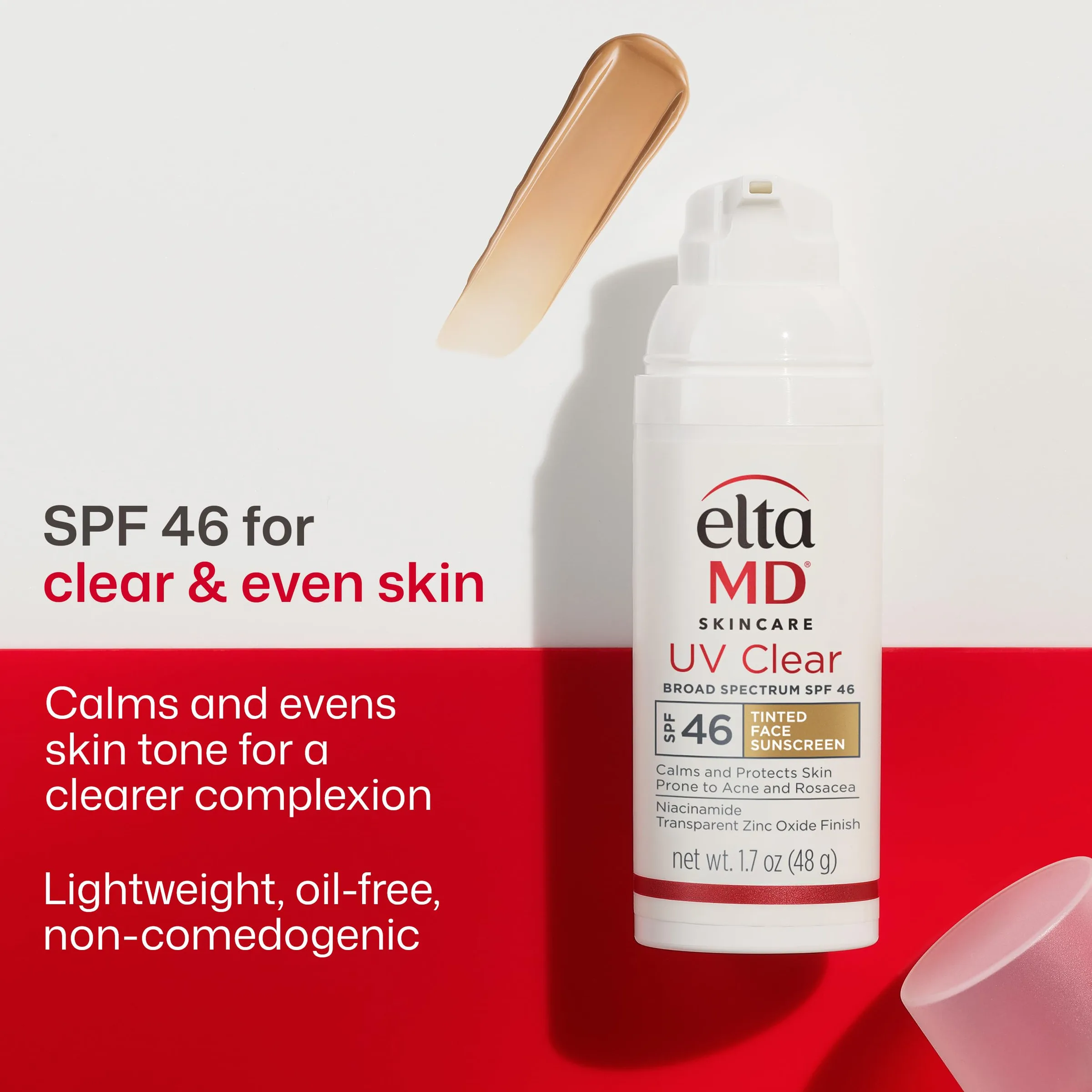 EltaMD UV Clear Tinted Face Sunscreen, SPF 46 Oil- Free Tinted Sunscreen with Zinc Oxide, Dermatologist Recommended Sunscreen, 1.7 oz Pump