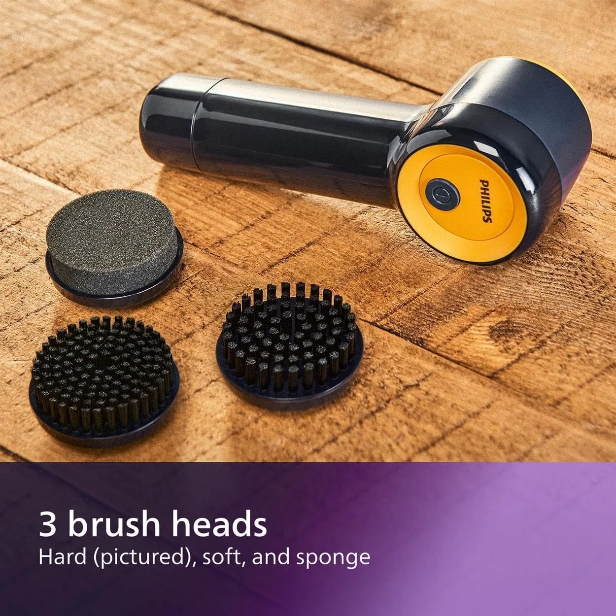 Sneaker Cleaner - Trainer Cleaning Kit with 3 Brush Heads, 3X brushhead Blue/Yellow, 4X AA Battery, Blue (GCA1000/60)