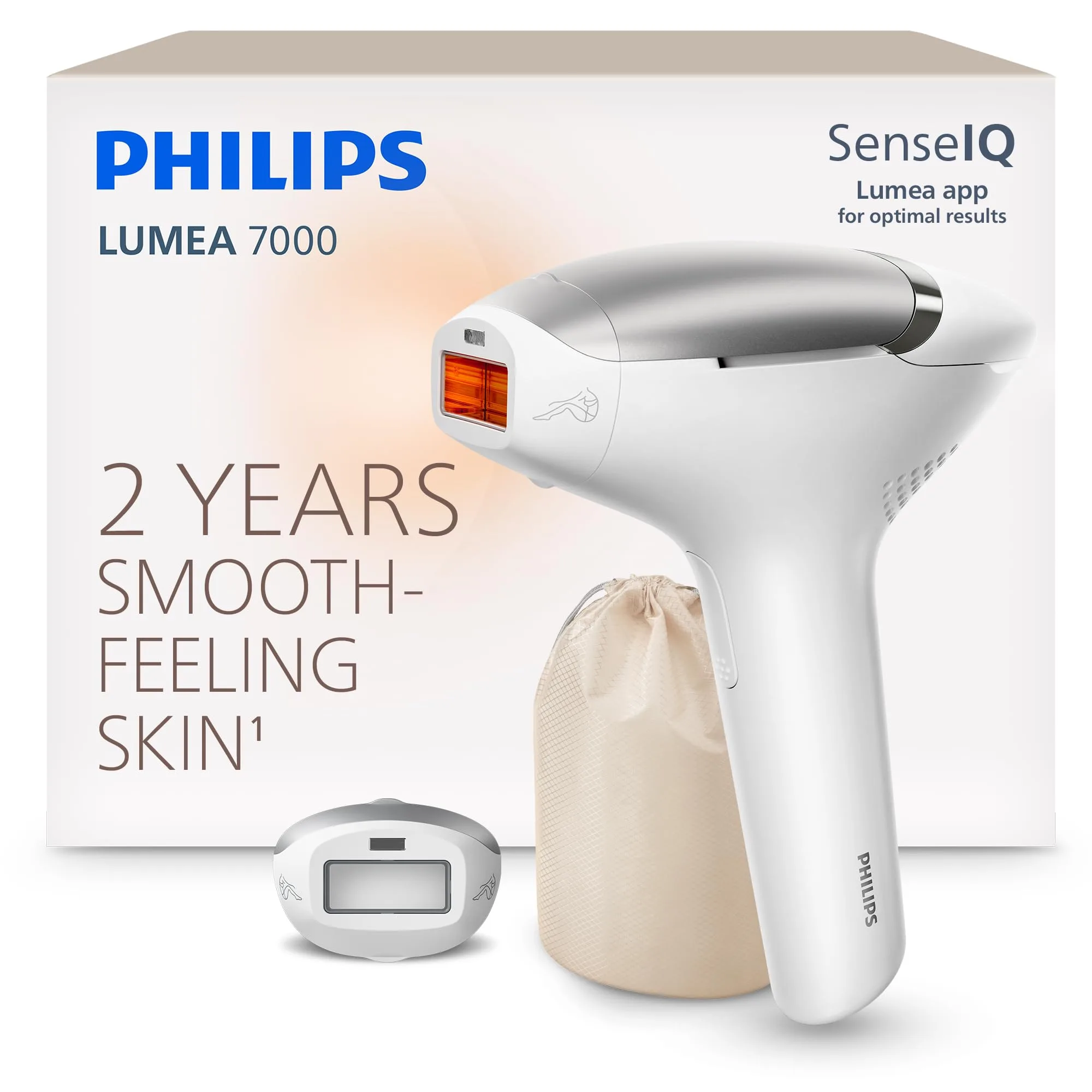 Philips Lumea 7000 Series IPL Hair Removal Device, Permanent Laser Hair Reduction for Women & Men, Easy and Comfortable Use at Home, SenseIQ, Uniquely Curved Attachment for Body, BRI931/03