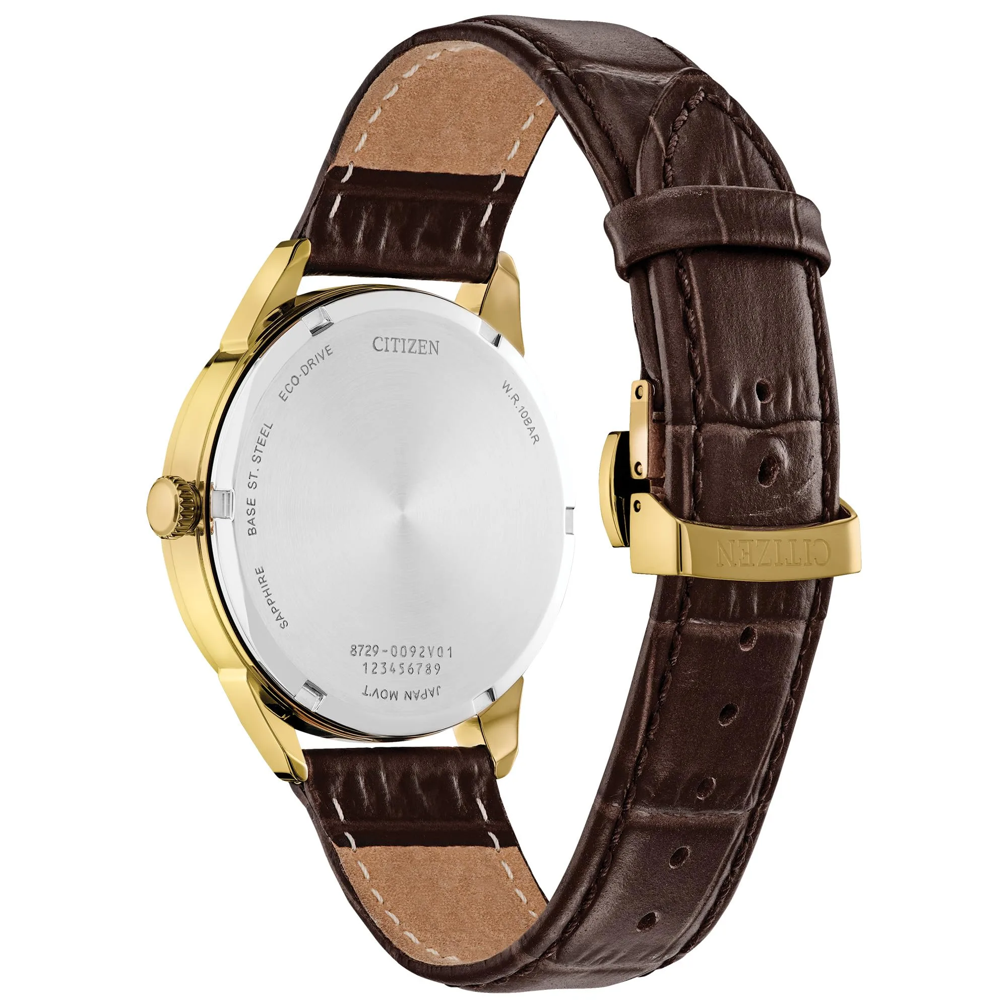 Citizen Men's Eco-Drive Dress Classic Rolan Watch, Brown Leather Strap, Black Dial, 12/24 Hour Time, Analog Day/Date (Model: BU2112-06E)