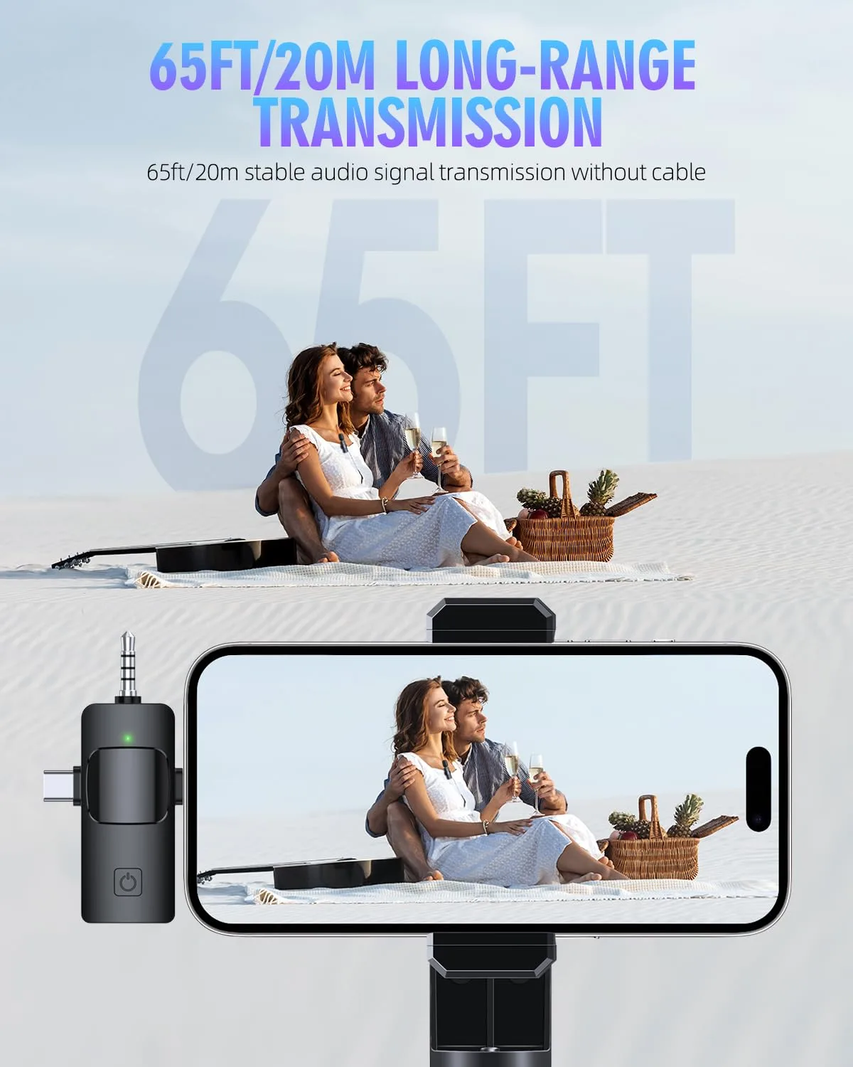 PQRQP 3 in 1 Wireless Lavalier Microphones for iPhone, iPad, Android, Camera, USB-C Microphone, 7-Hour Battery, Mini Microphone with Noise Reduction for Video Recording, Vlog, YouTube, TikTok