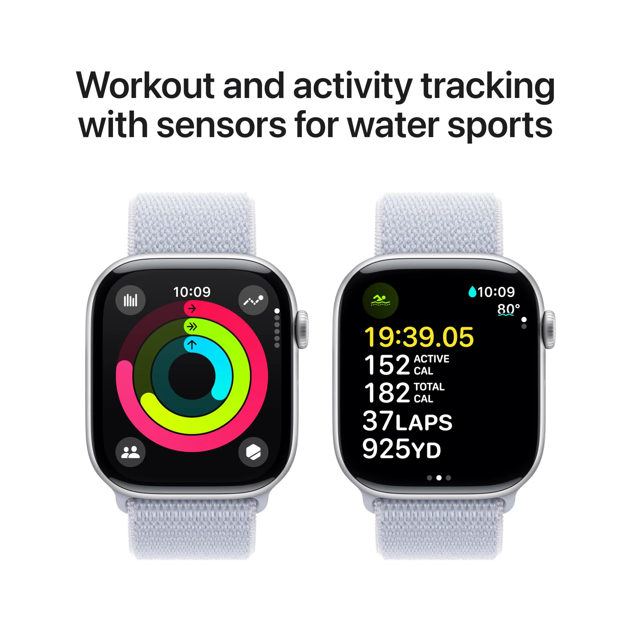 Apple Watch Series 10 [GPS + Cellular 46mm] with Silver Aluminium Case with Denim Sport Band - S/M. Fitness Tracker, ECG App, Always-On Retina Display, Water Resistant