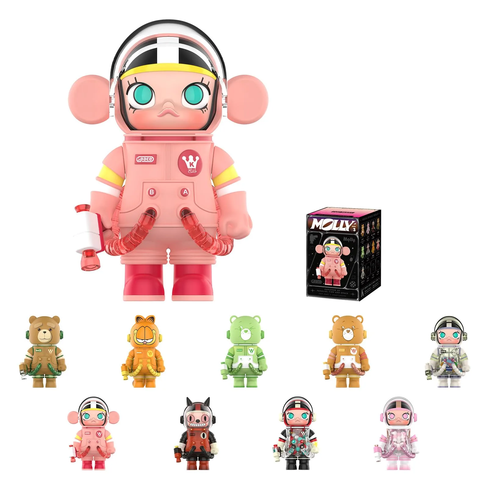 POP MART MEGA Space Molly 100% Series 3, Molly Blind Box Figures, Random Design Action Figures Collectible Toys Home Decorations, Holiday Birthday Gifts for Boys and Girls, Single Box