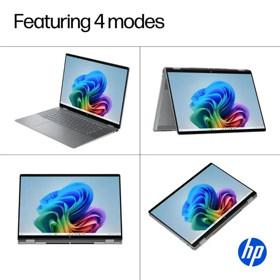 HP OmniBook X Flip 16" 2K Touchscreen 2-in-1 Copilot+ Laptop, AMD Ryzen AI 5 340, 16GB RAM 2TB SSD, Wi-Fi 6E, Bluetooth 5.3, Backlit Keyboard, 256gb 9H Docking Station, Windows 11 Pro, Meteor Silver
