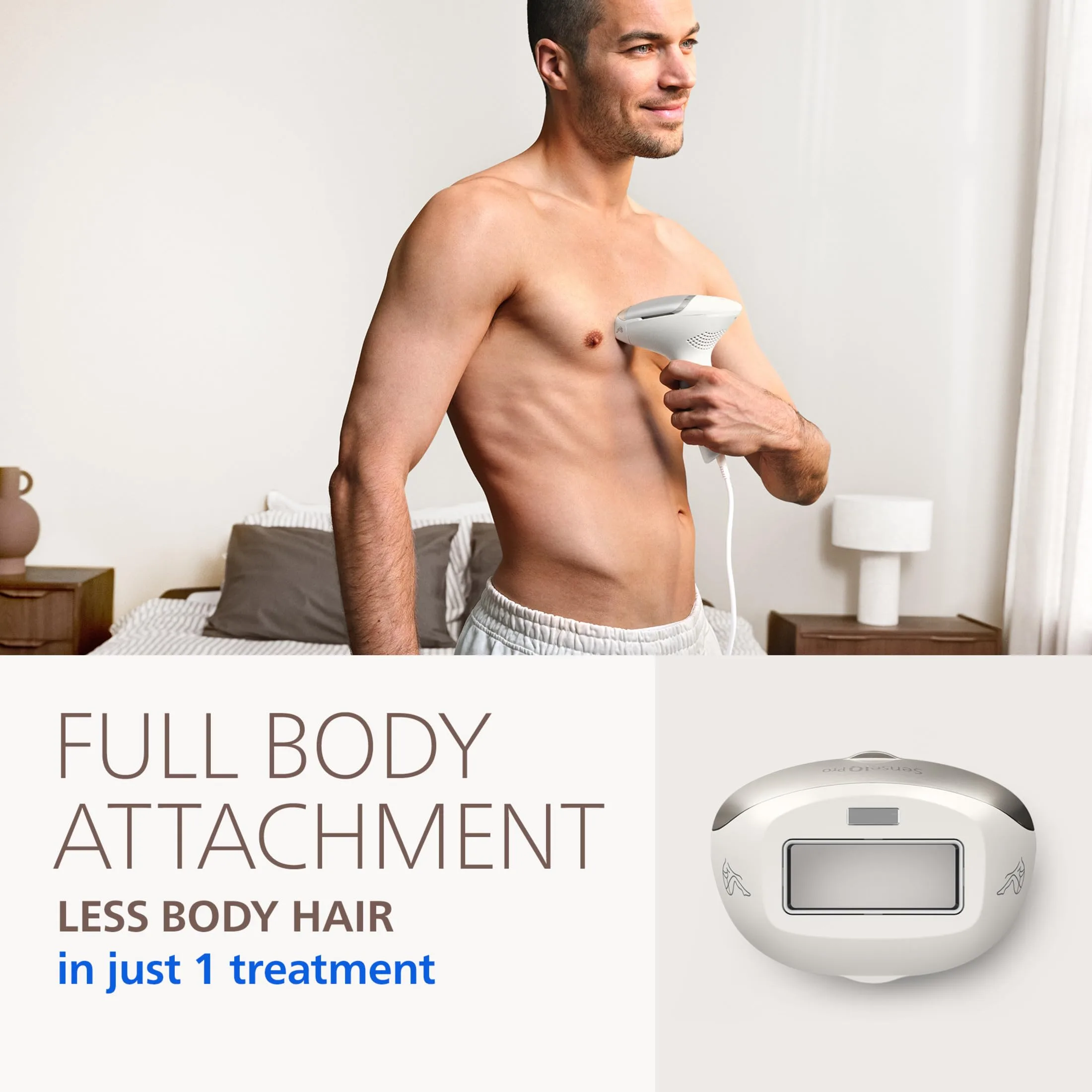 Philips Lumea 7000 Series IPL Hair Removal Device, Permanent Laser Hair Reduction for Women & Men, Easy and Comfortable Use at Home, SenseIQ, Uniquely Curved Attachment for Body, BRI931/03