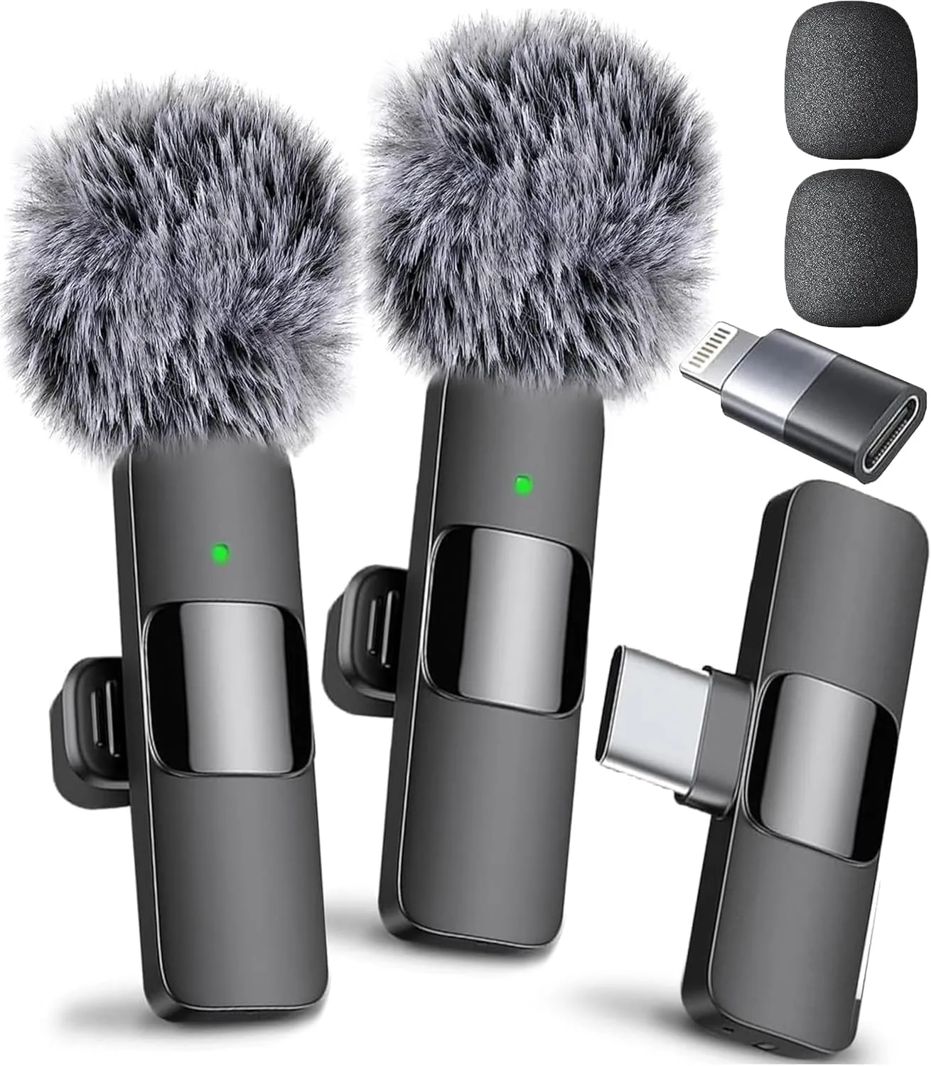 Wireless Microphone for iPhone, iPad, Android, Lavalier Microphone for Video Recording - 2 Pack iPhone Mic Crystal Clear Recording with USB-C for Podcast Microphone, ASMR, TikTok
