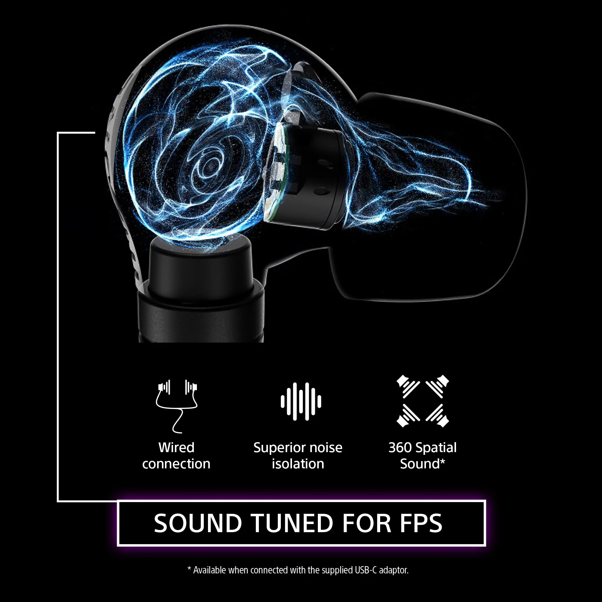 Sony INZONE E9 Wired in-Ear Monitor for Gaming, Tuned for FPS Games, Sound Isolating Earbuds, Comfortable Fit, Low Profile Design, 360 Spatial Sound, Case Included, Developed with Fnatic, White