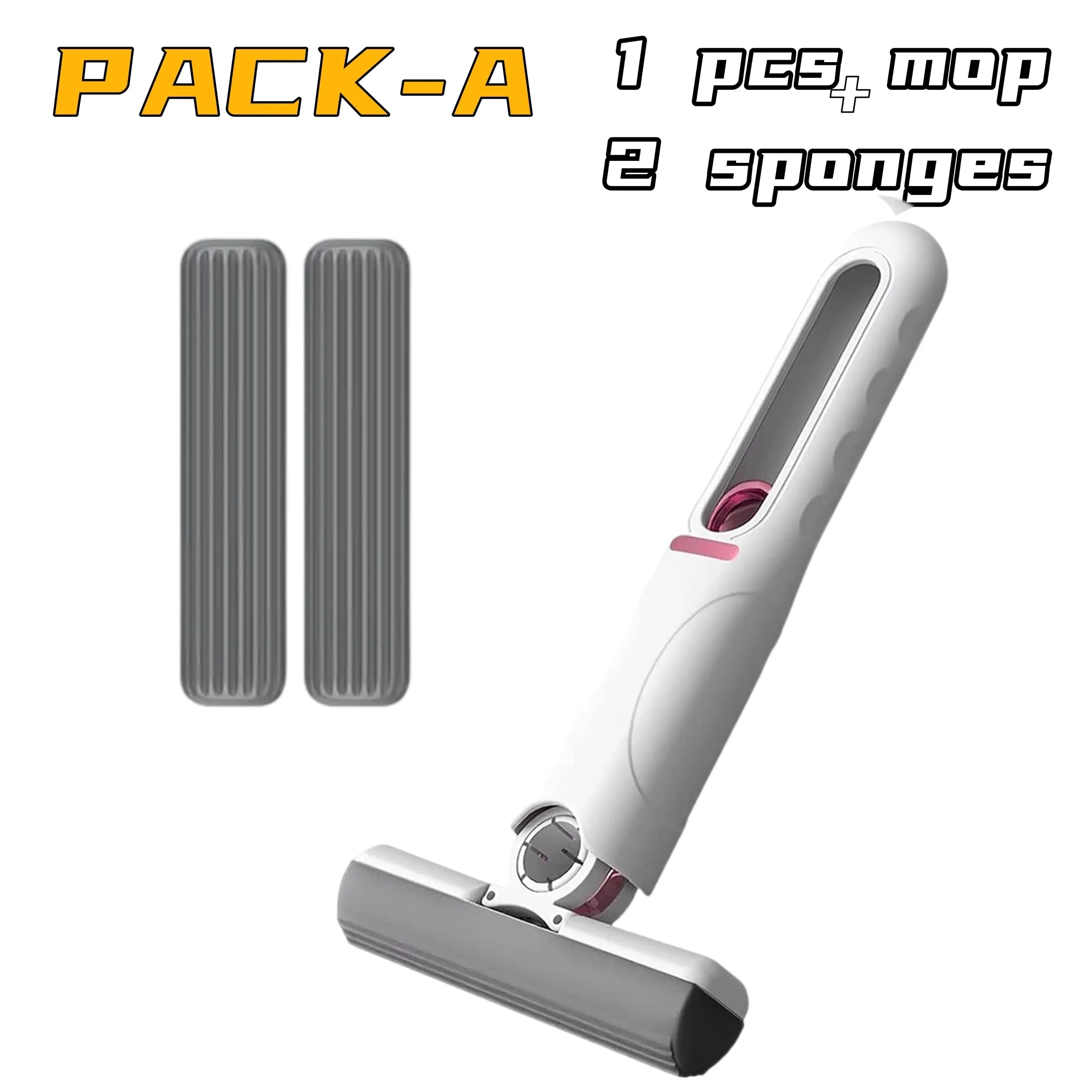 SOGIRNO Mini Mop Portable Self-Squeeze Small Mop, Self Squeezing Mini Mop with Quickie Mop Head, Portable Mini Mop for Bathroom Kitchen Desktop Glass and Car Window