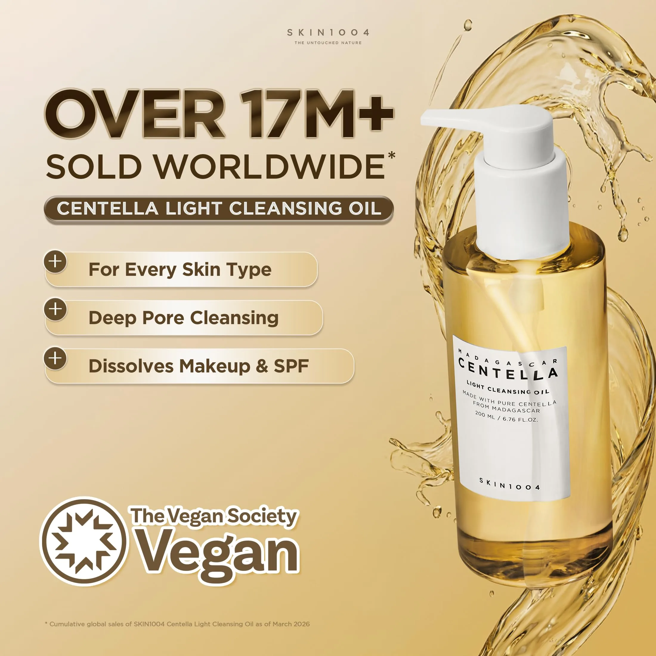 SKIN1004 Madagascar Centella Light Cleansing Oil 6.76 fl.oz, 200ml | Gentle Oil Cleanser for Face, Korean Facial Cleanser, Double Cleansing