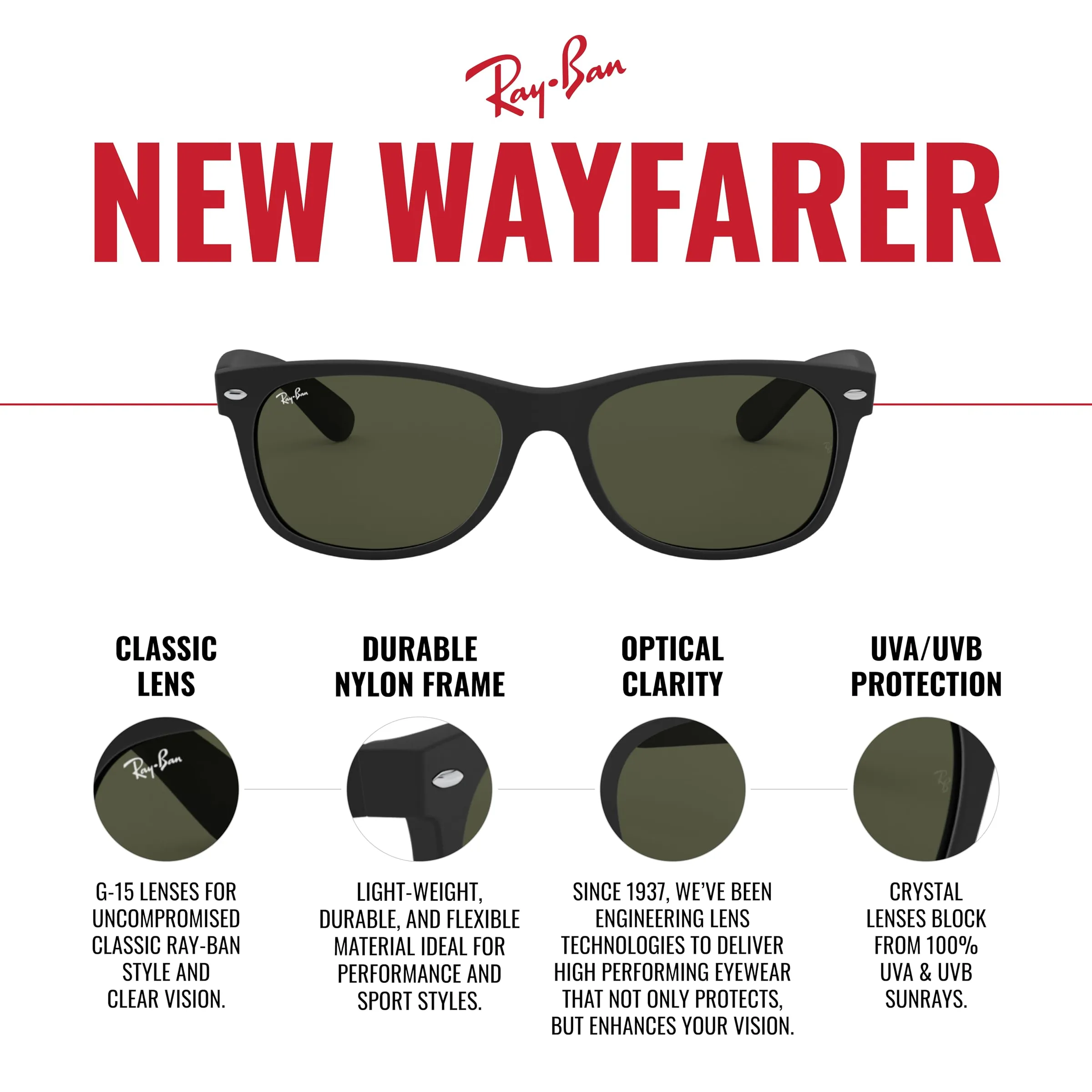 Ray-Ban RB2132 New Wayfarer Square Sunglasses