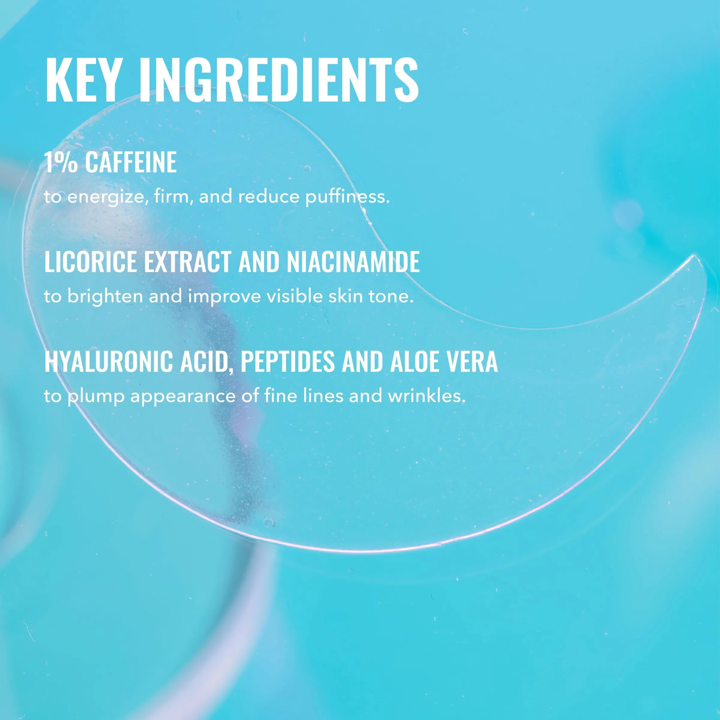 Good Molecules Caffeine Energizing Hydrogel Eye Patches - Eye Mask with Hyaluronic Acid Hydrate and Reduce Puffiness - Pack of 30, Skincare for Face