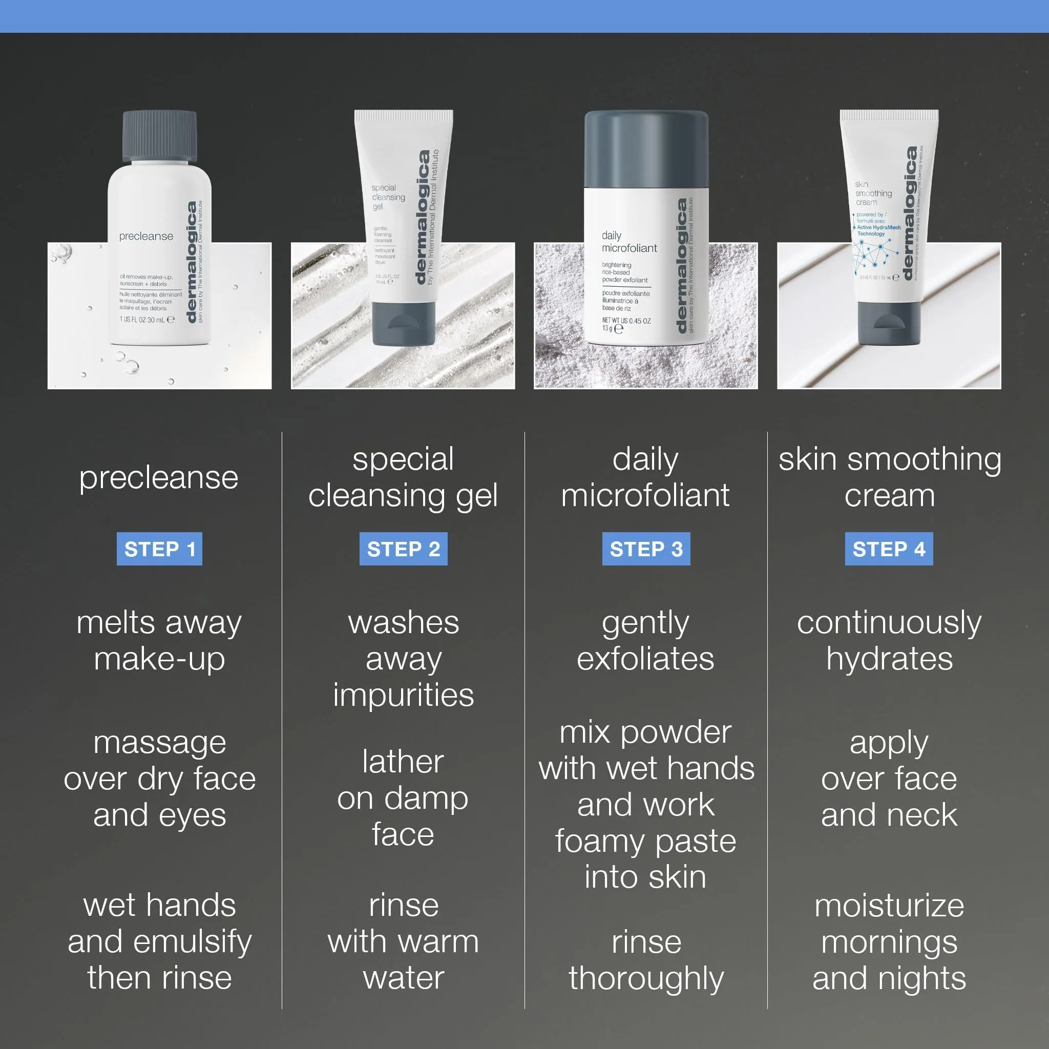Kit de Piel Saludable Dermalogica Discover - Incluye: Prelimpieza, Lavado Facial, Exfoliante Facial y Hidratante - Lavar las Impurezas para Revelar una Piel Radiante