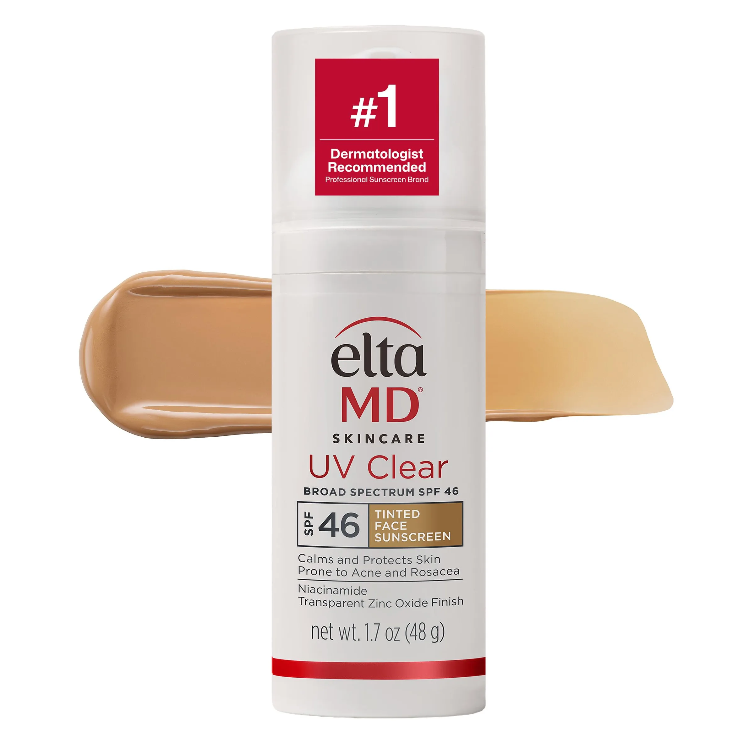 EltaMD UV Clear Tinted Face Sunscreen, SPF 46 Oil- Free Tinted Sunscreen with Zinc Oxide, Dermatologist Recommended Sunscreen, 1.7 oz Pump
